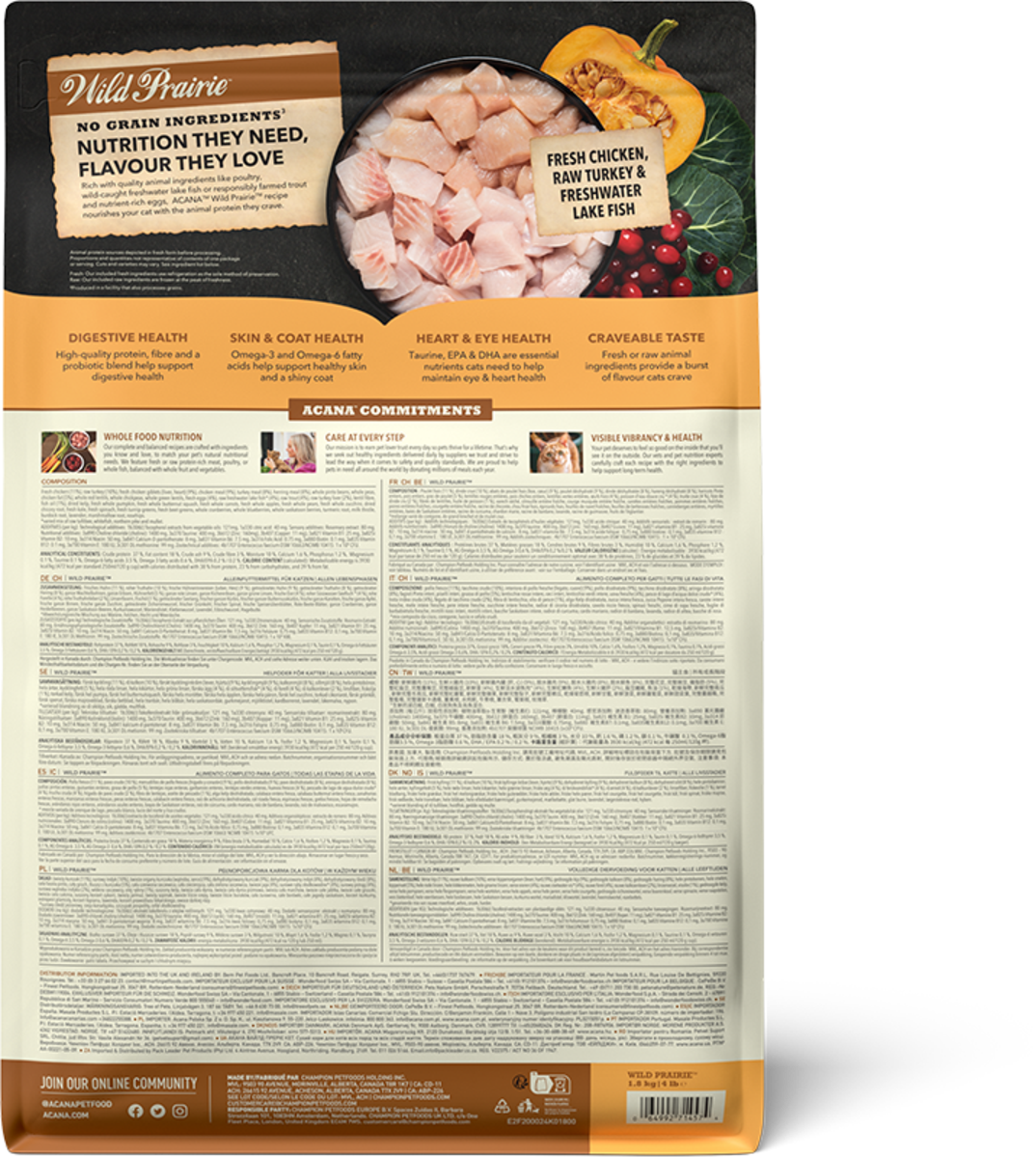 Acana Wild Prairie Grain Free Adult Dry Cat Food - 1.8kg_1